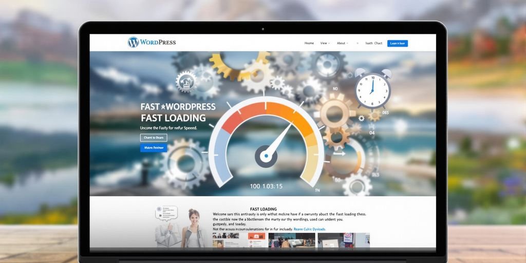 Laptop displaying a fast-loading WordPress website.